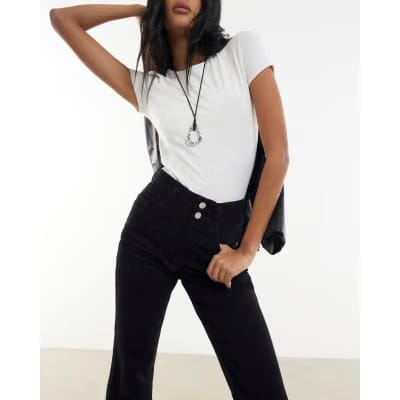 Black High Waisted Relaxed Flare Jeans