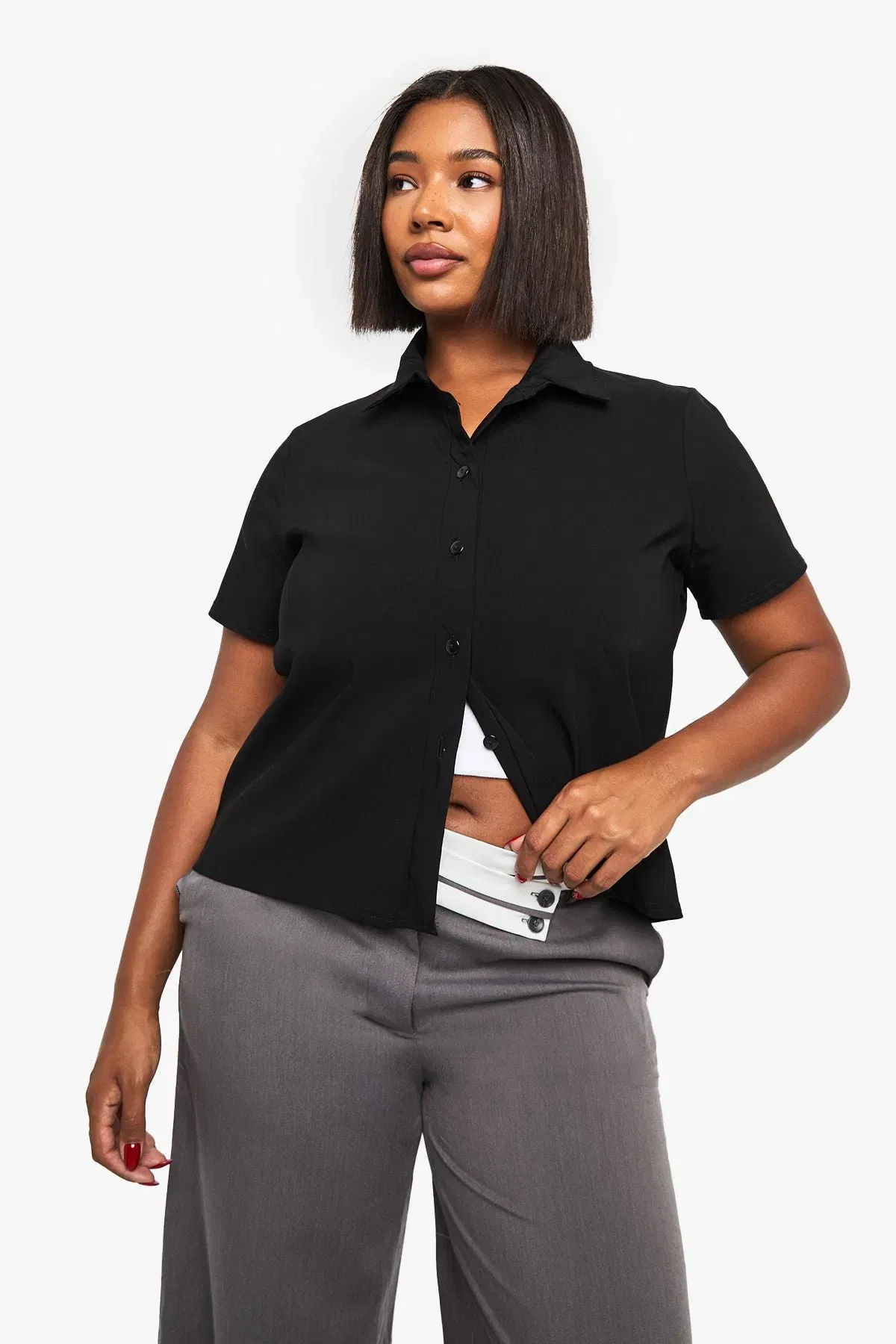 Plus Bengaline Collared Button down Top