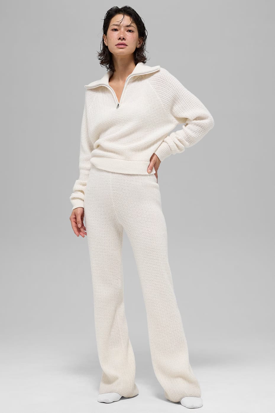 Cashmere Plush Waffle 1/4 Zip Pullover