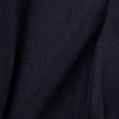 Navy Linen Blend Short Sleeve Shirt