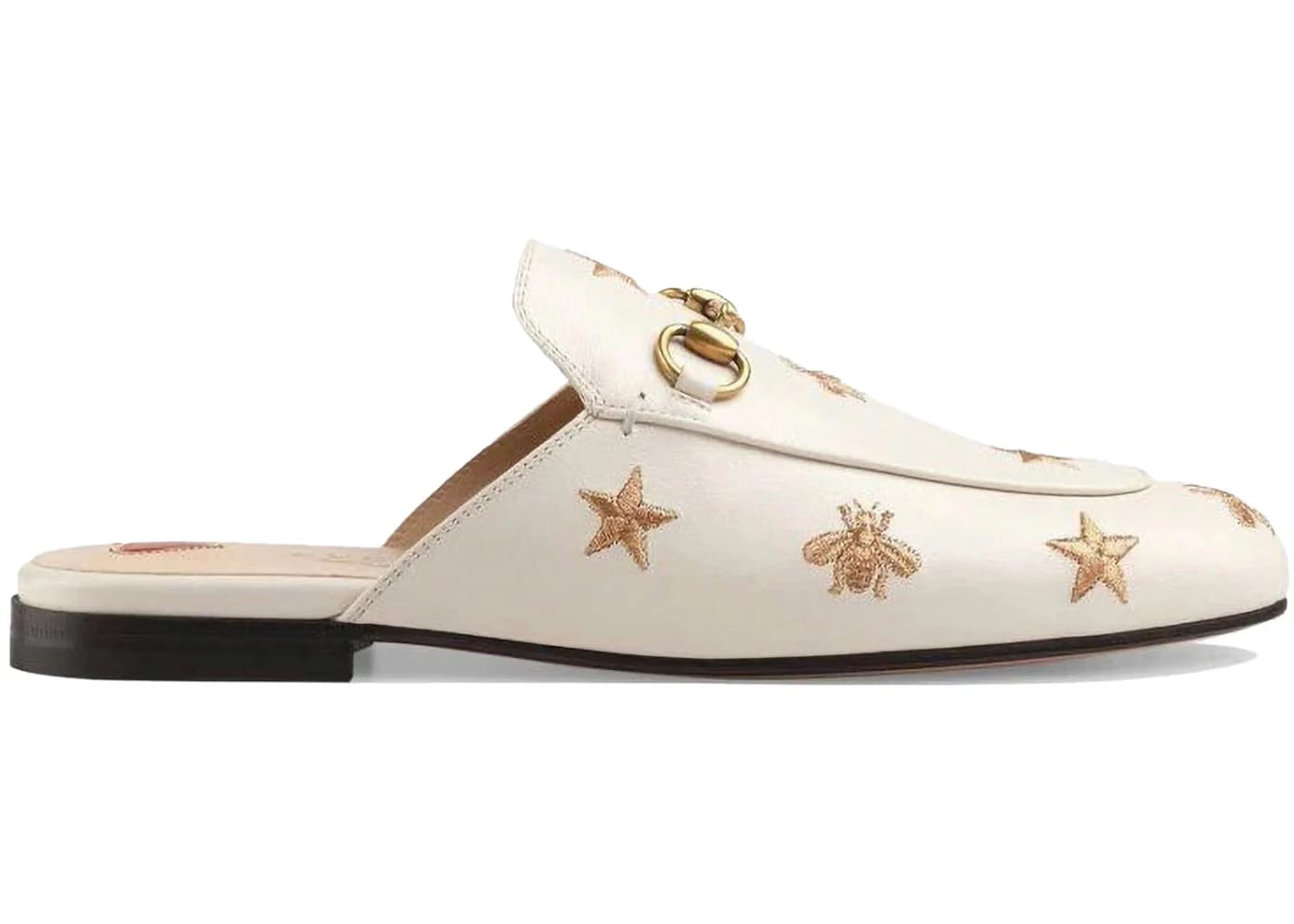 Gucci Princetown Embroidered Leather Slipper White Womens