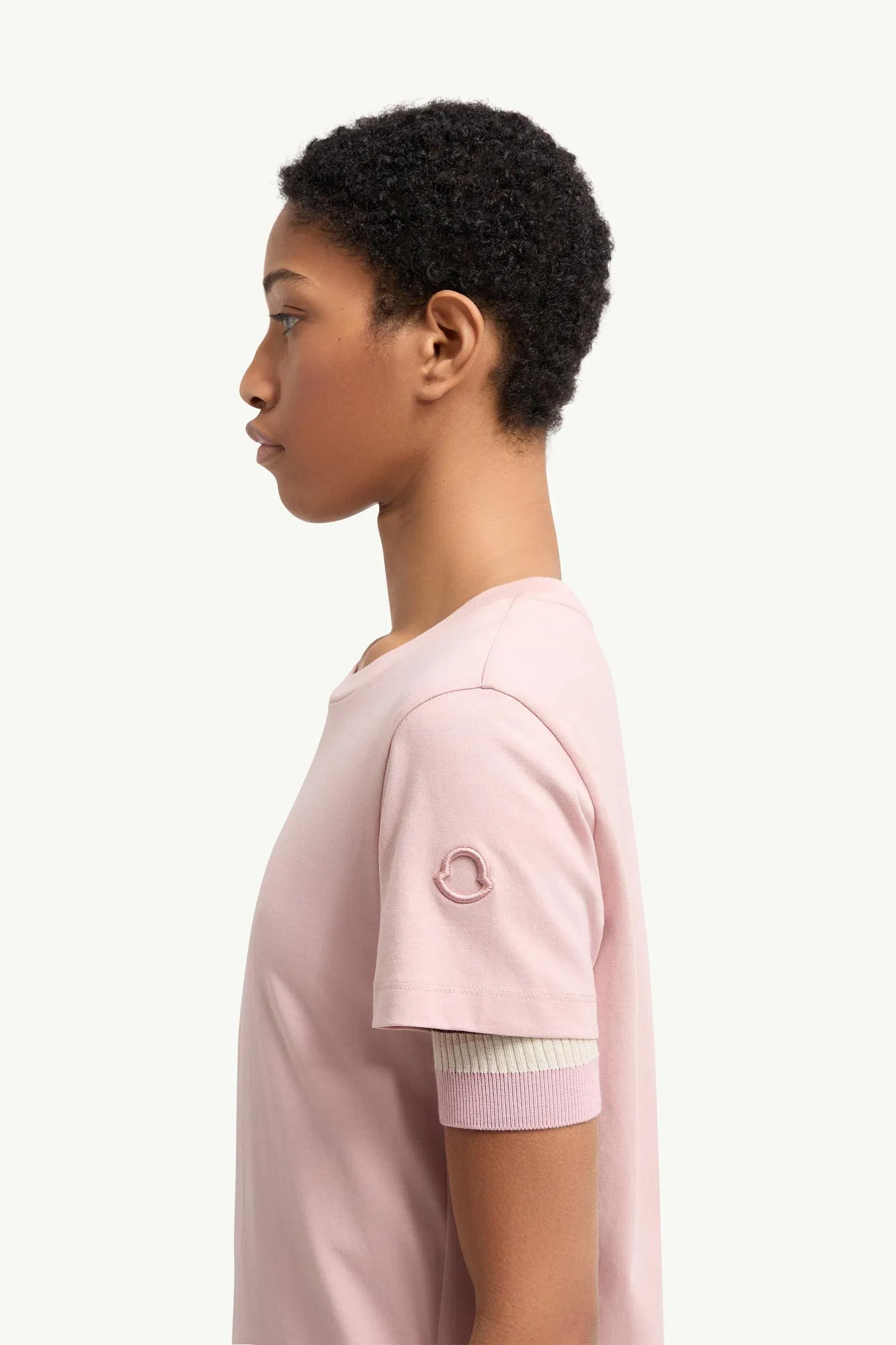Moncler Embroidered Logo Cotton T-Shirt Pink Pink