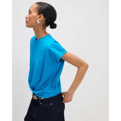 Blue Short Sleeve Twist Front T-shirt