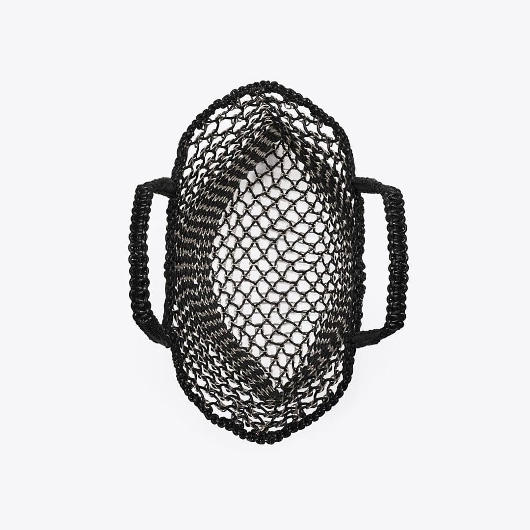 Tory Burch Small Handwoven Chain Mesh Tote Black / Silver