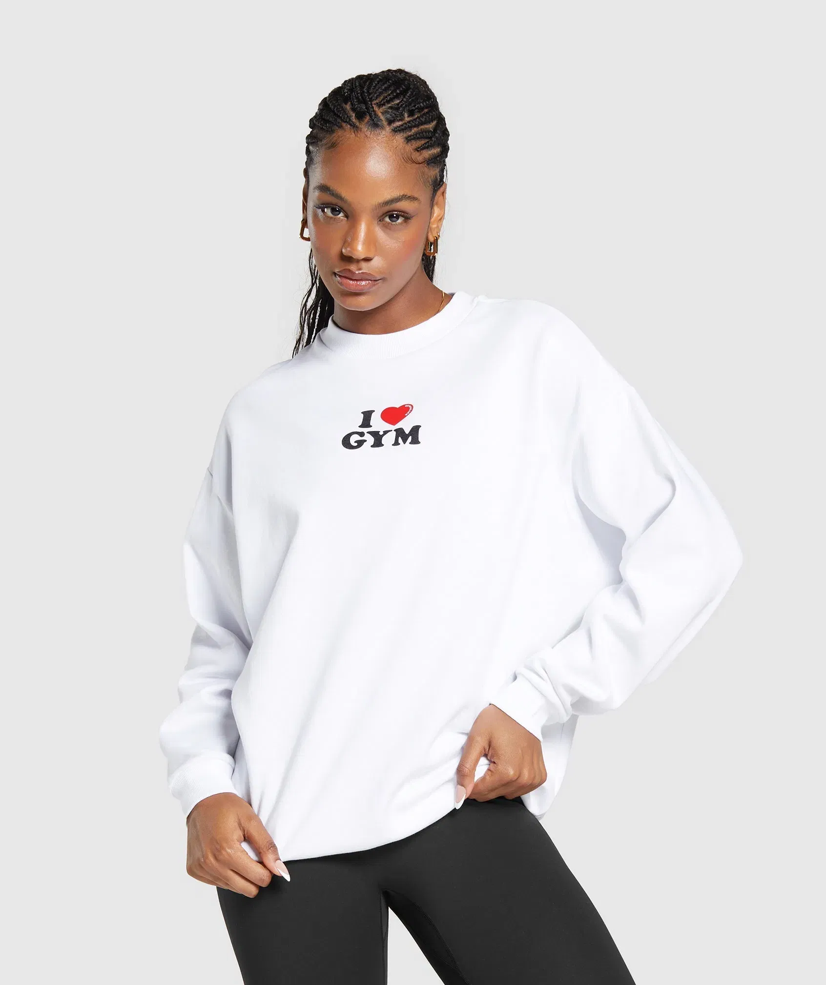 Gymshark I Heart Gym Oversized Sweatshirt - White