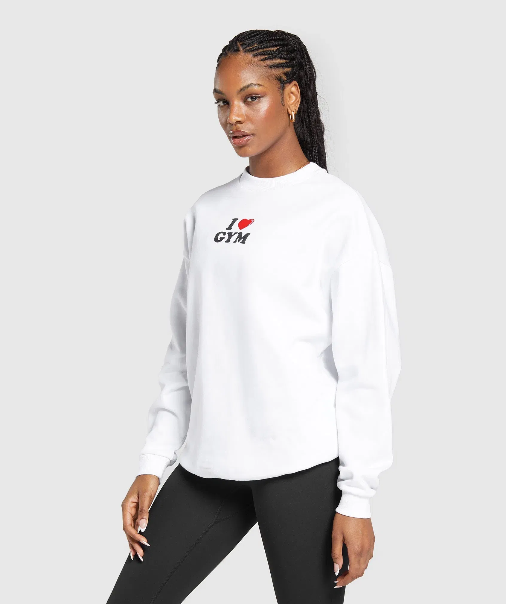 Gymshark I Heart Gym Oversized Sweatshirt - White
