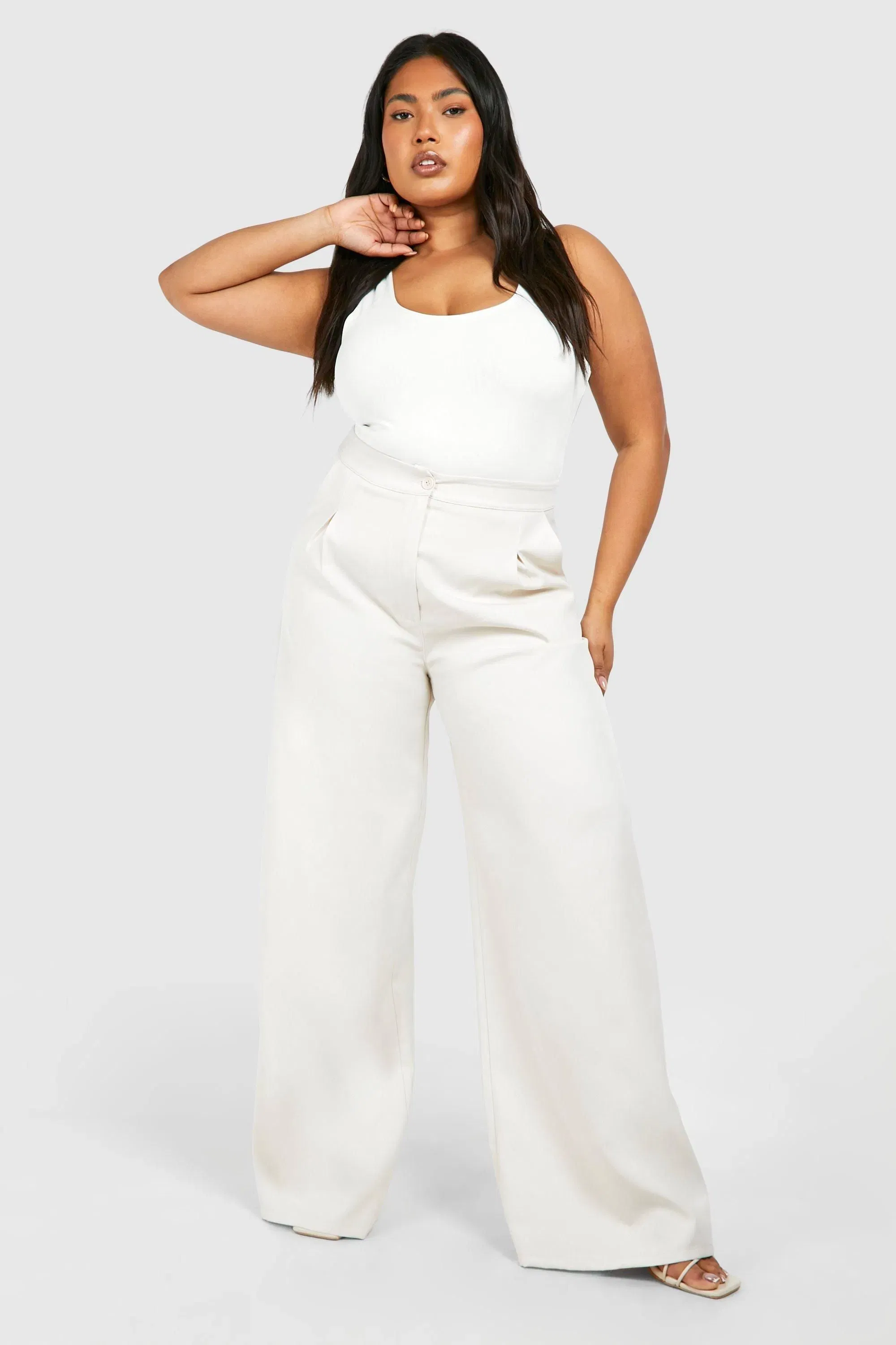 Plus Woven Tailored Wide Leg Trouser