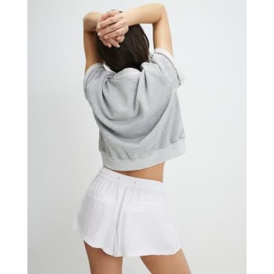 White Tencel Tie Waist Shorts