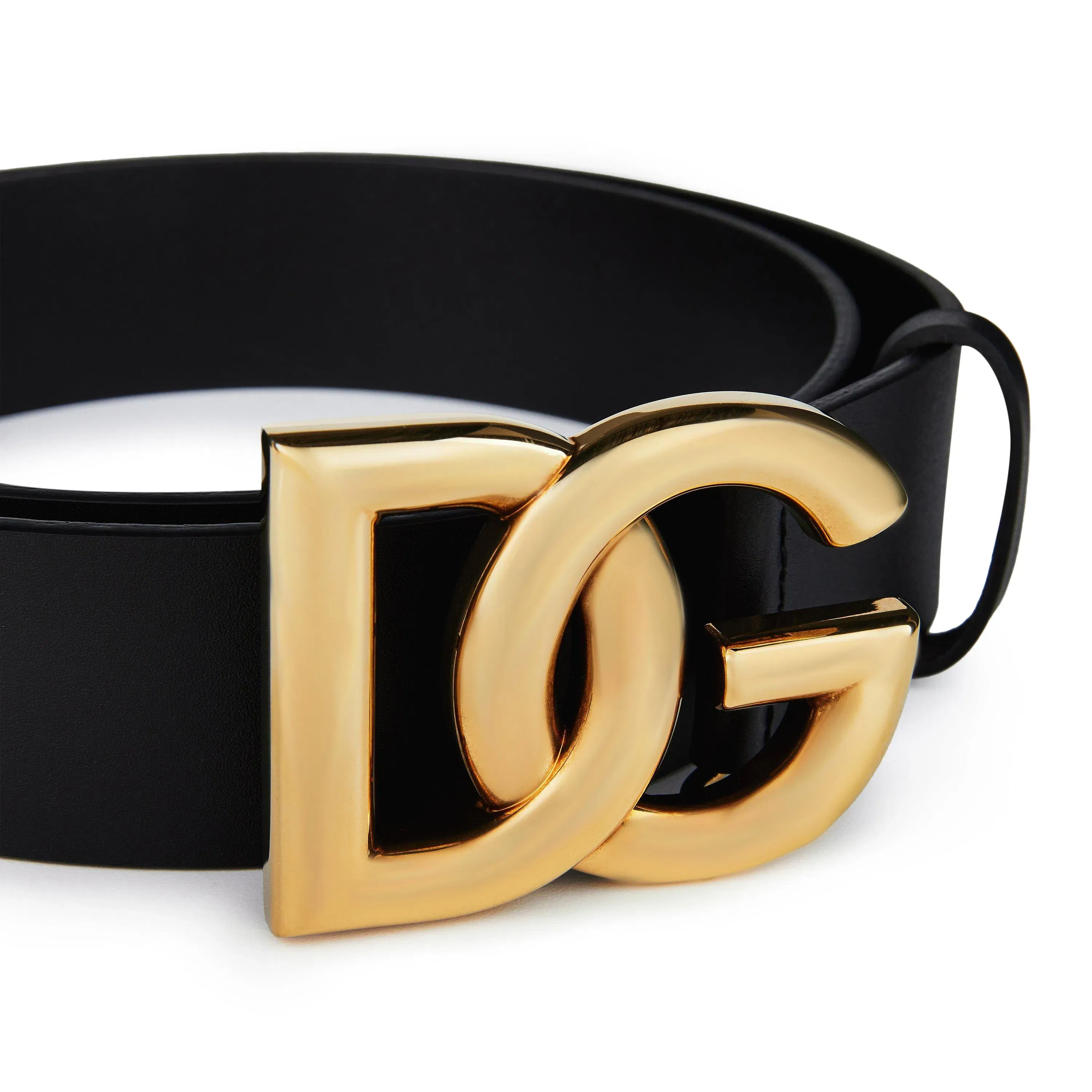 Interlock Logo Leather Buckle Belt, 40mm