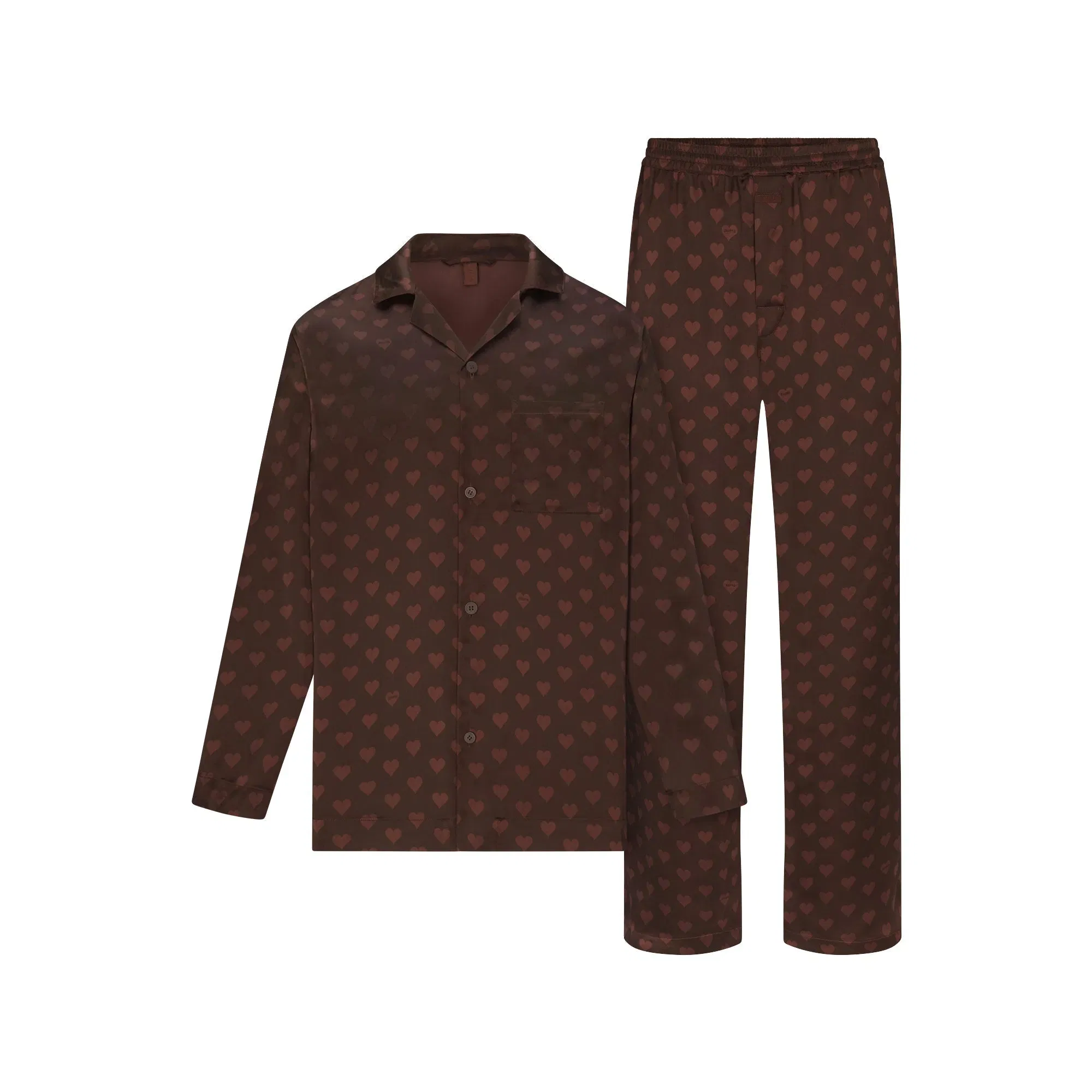 SATEEN SLEEP MENS LONG SLEEP SET | COCOA HEART HALFDROP