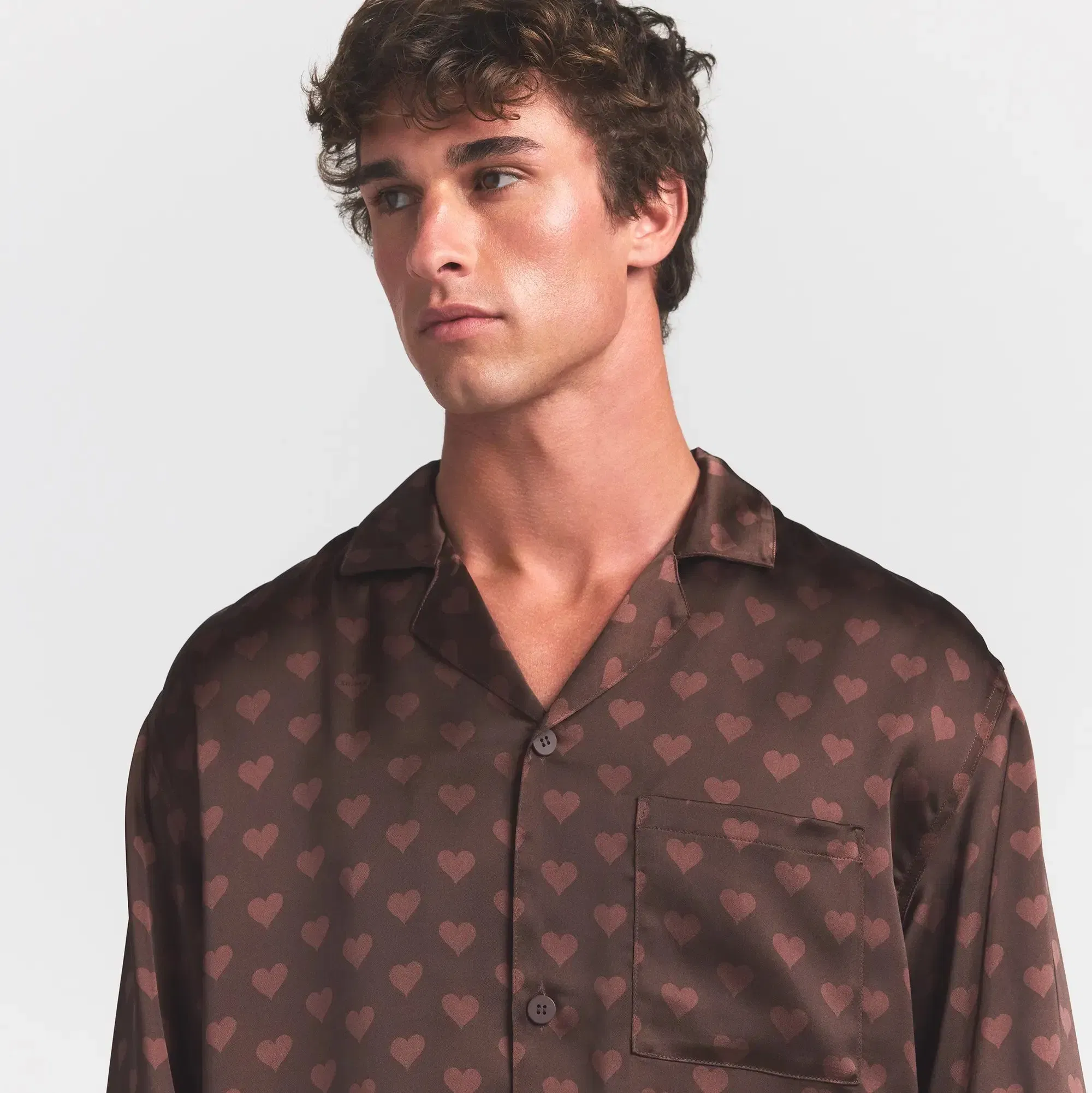 SATEEN SLEEP MENS LONG SLEEP SET | COCOA HEART HALFDROP