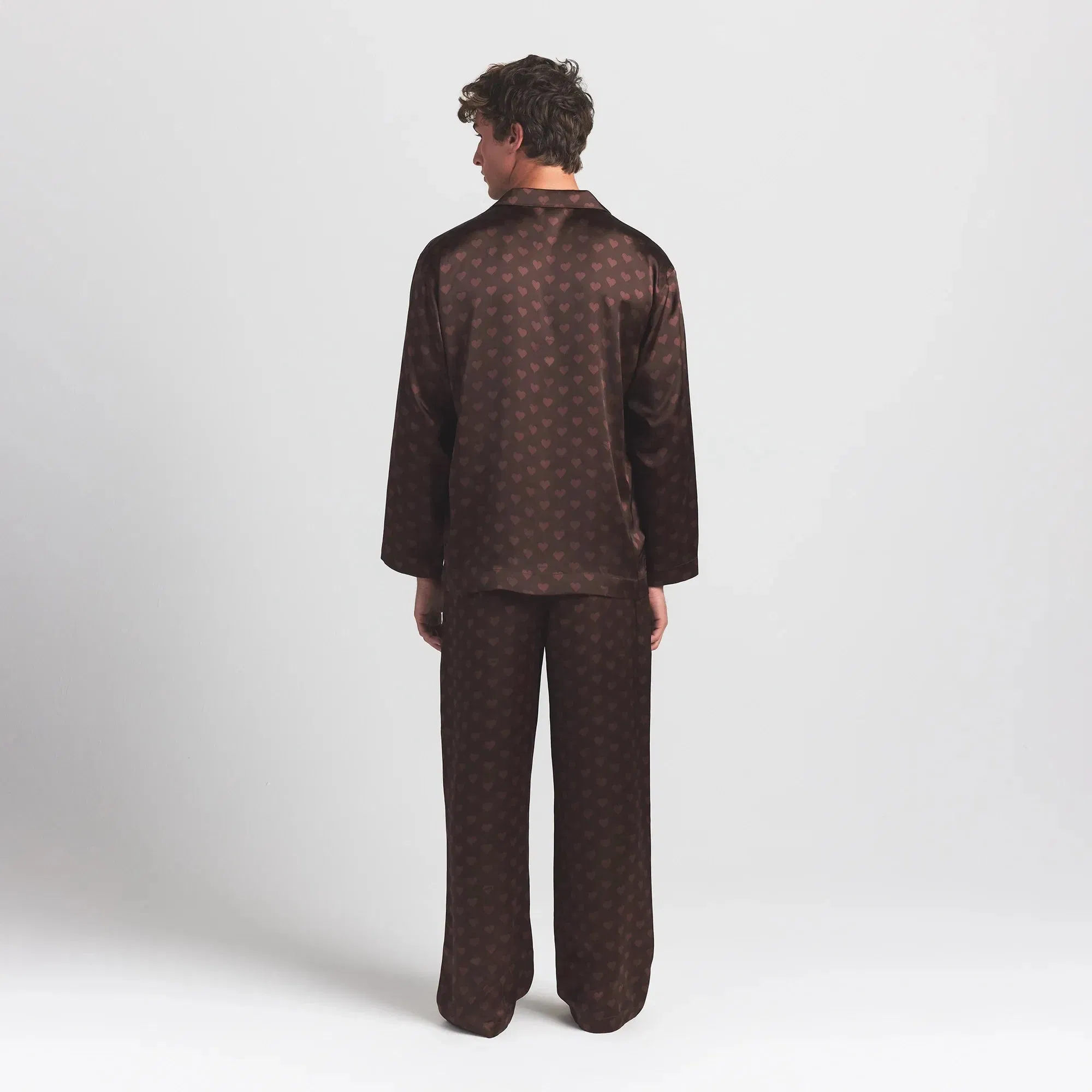 SATEEN SLEEP MENS LONG SLEEP SET | COCOA HEART HALFDROP