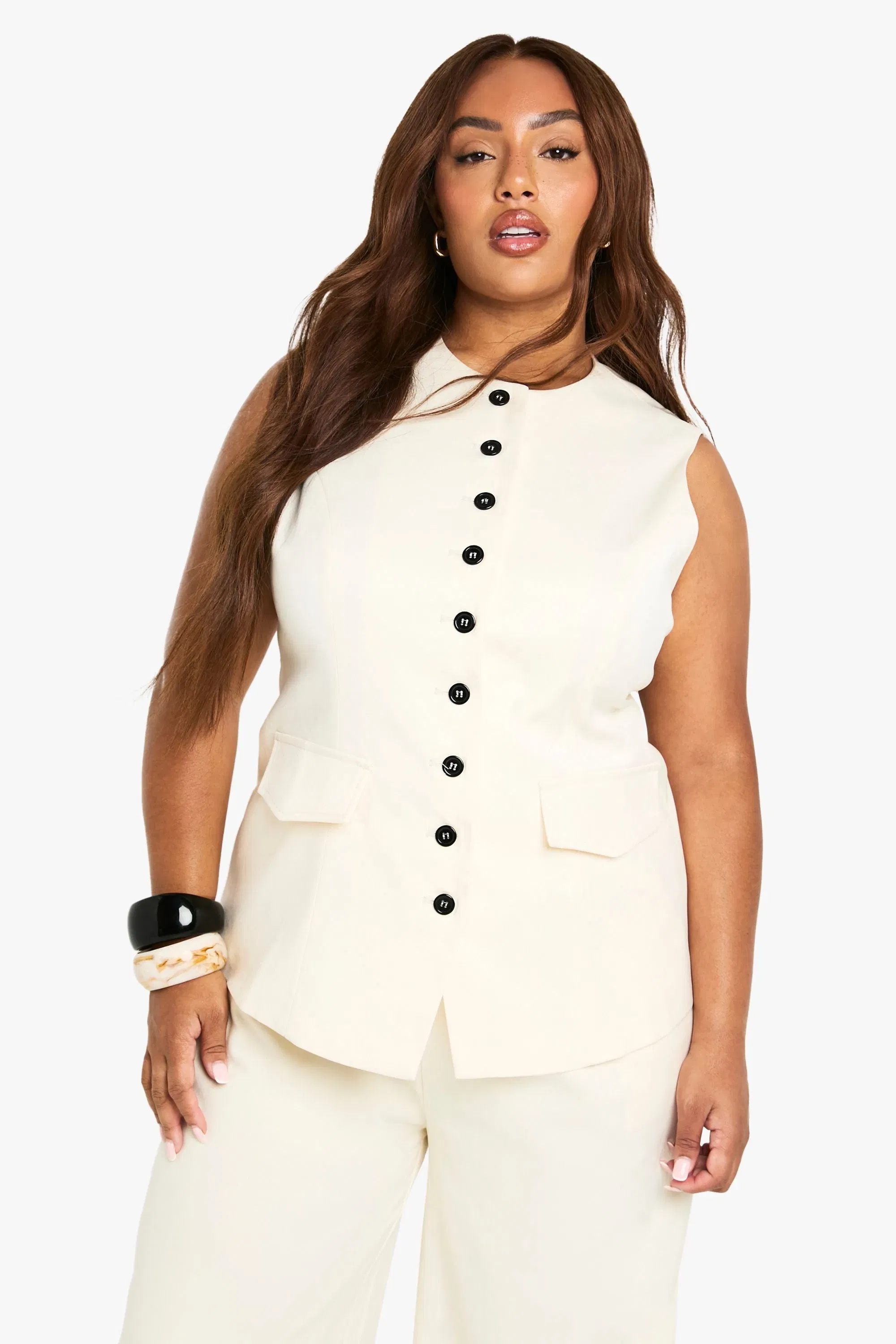 Plus Longline Fitted Tailored Waistcoat