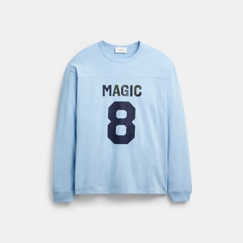 Coach Football Long Sleeve Relaxed T-Shirt Baby Blue