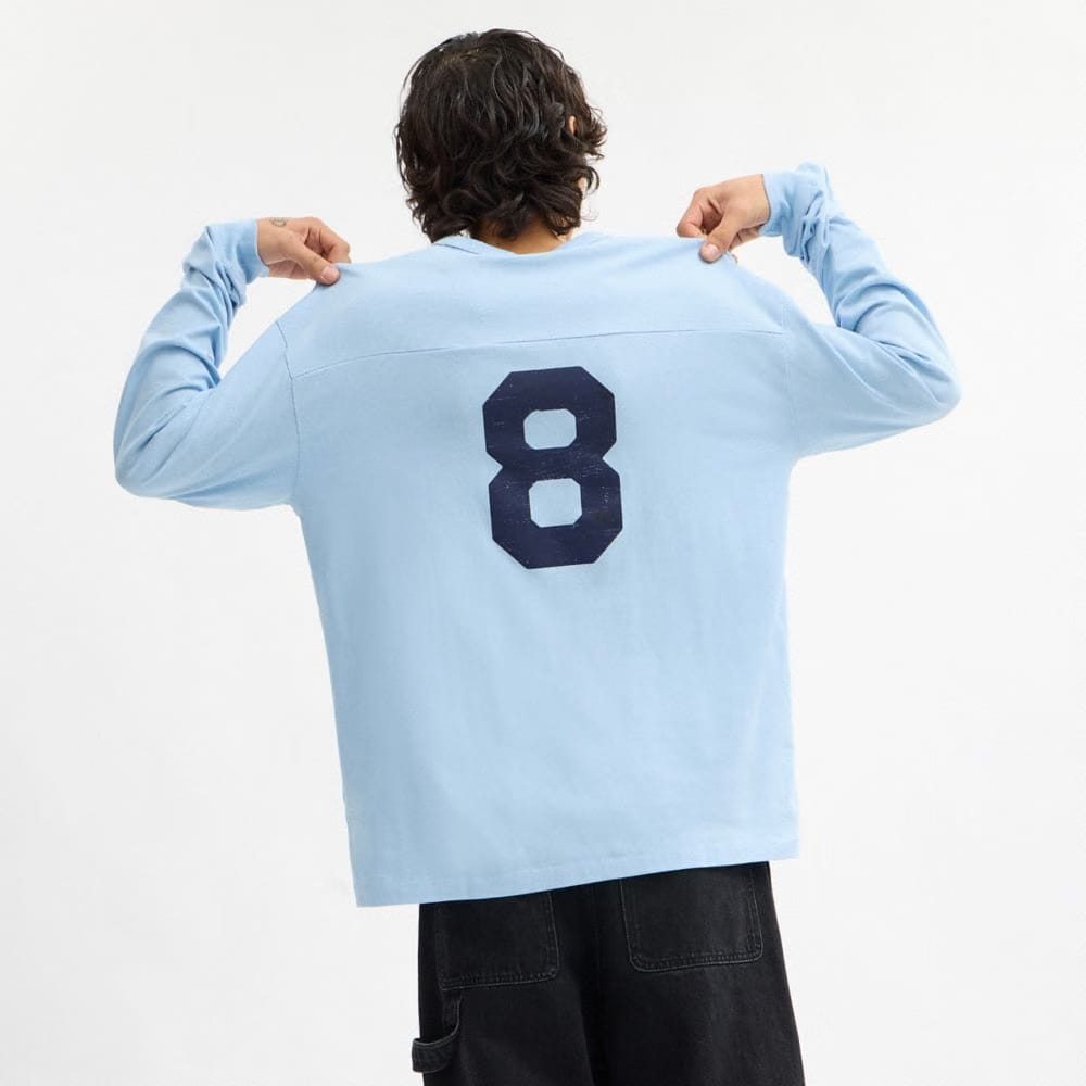 Coach Football Long Sleeve Relaxed T-Shirt Baby Blue