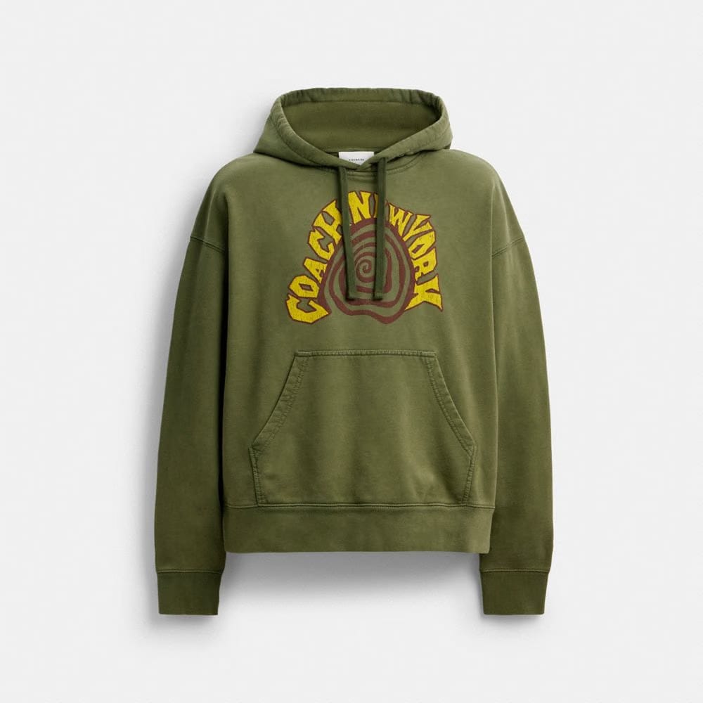 Coach Garment Dyed Spiral Hoodie Green