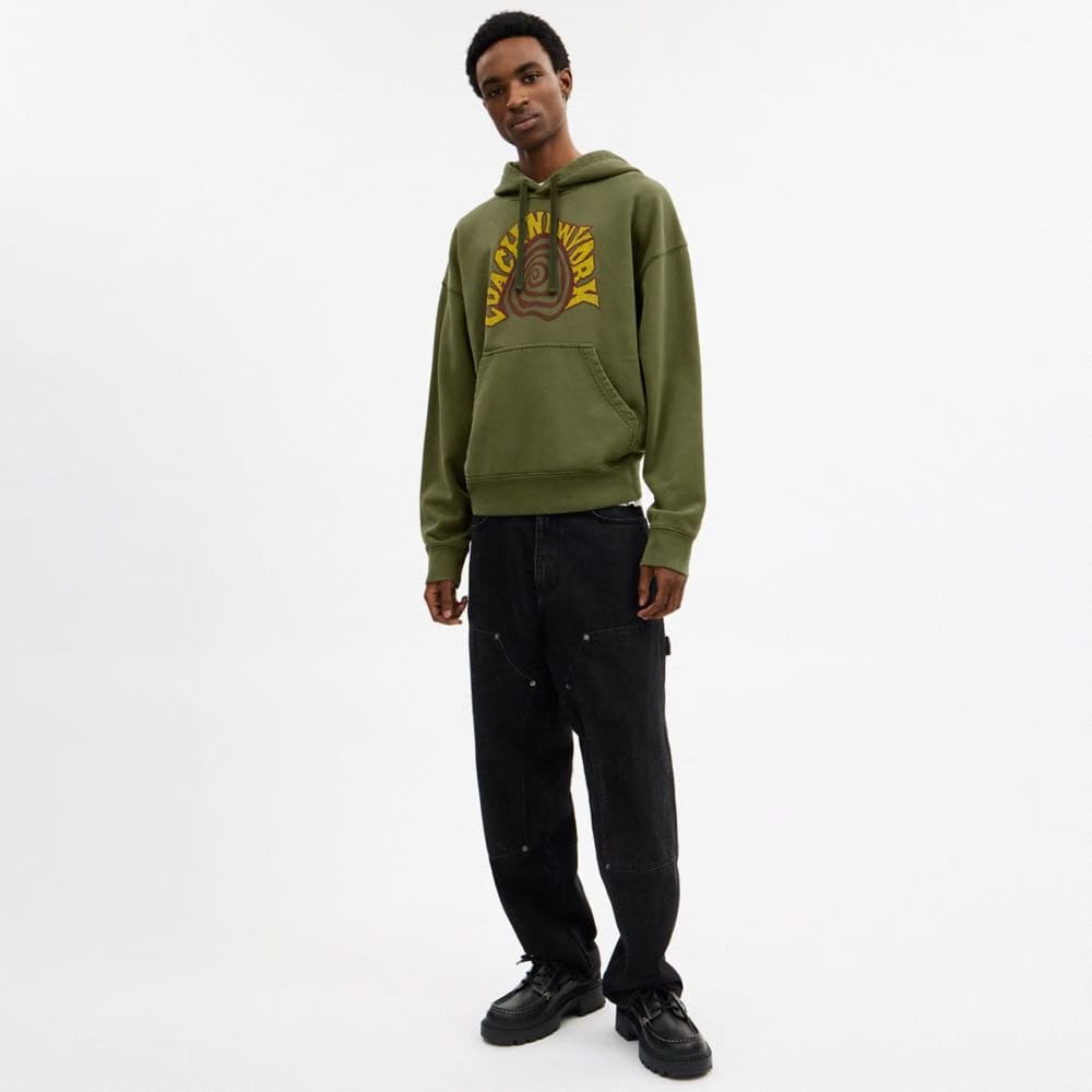 Coach Garment Dyed Spiral Hoodie Green