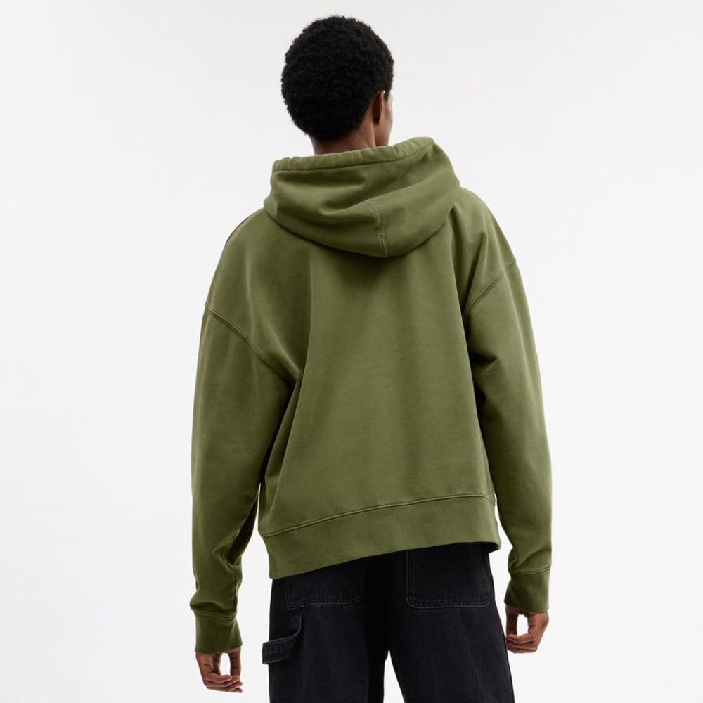 Coach Garment Dyed Spiral Hoodie Green
