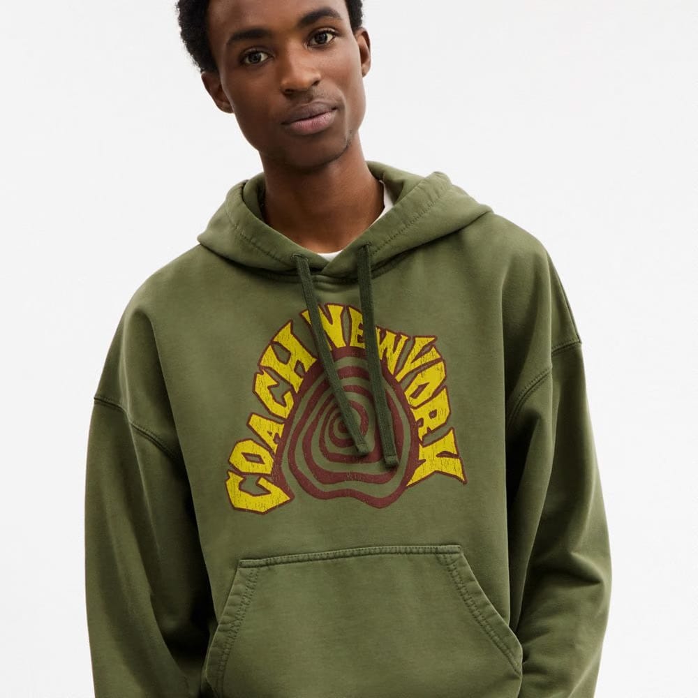 Coach Garment Dyed Spiral Hoodie Green