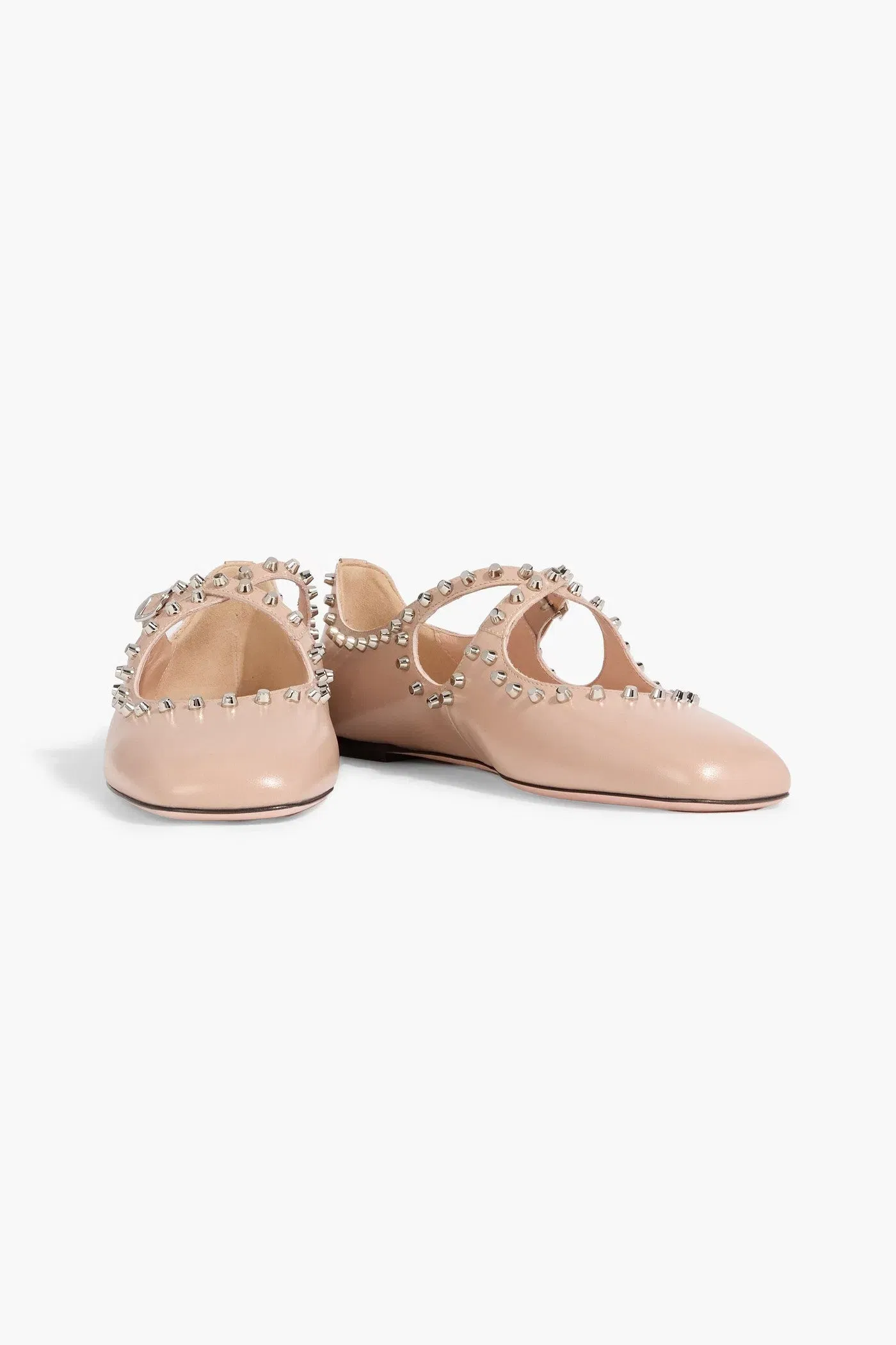 Bally Beliska Studded Leather Mary Jane Flats Neutral Women's