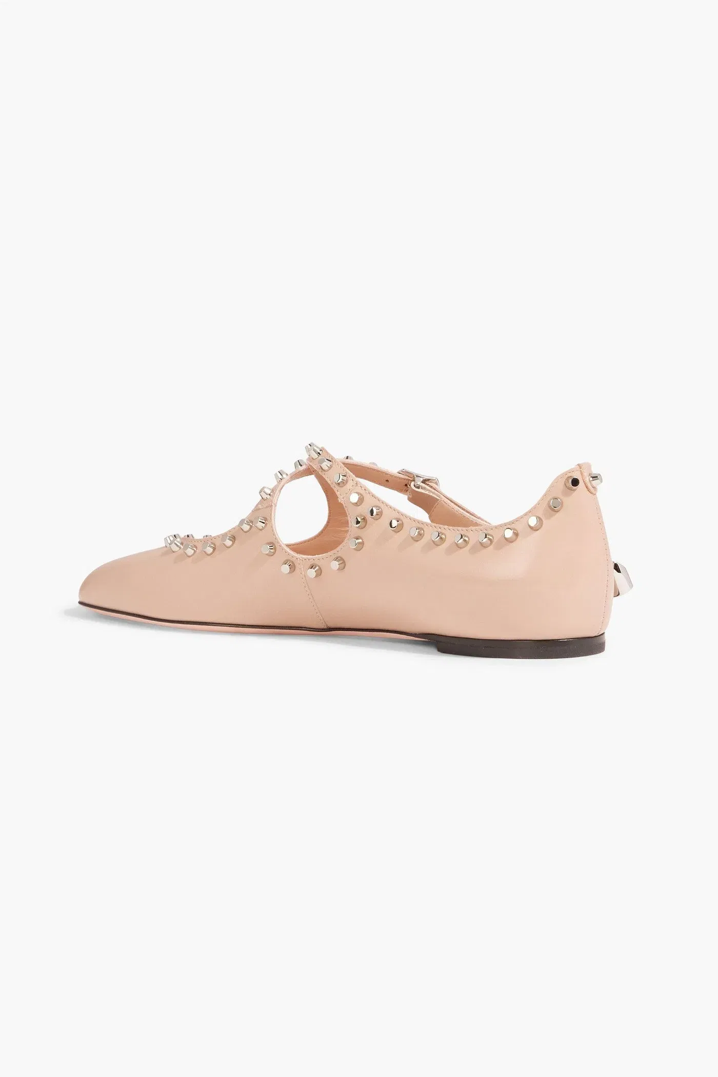 Bally Beliska Studded Leather Mary Jane Flats Neutral Women's