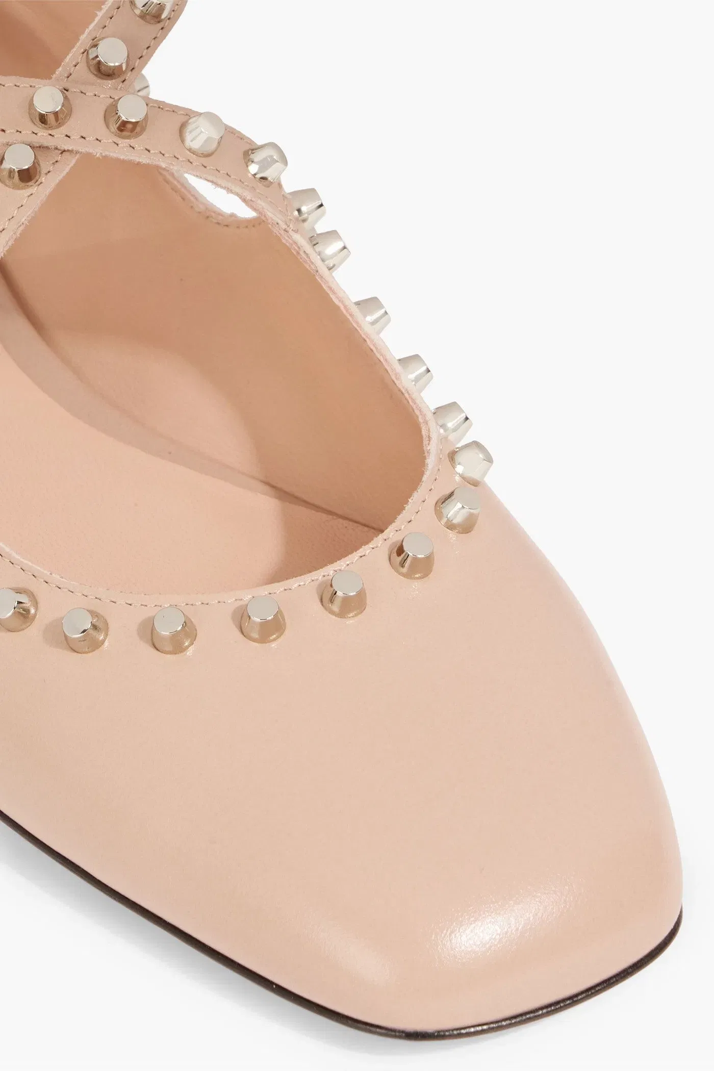 Bally Beliska Studded Leather Mary Jane Flats Neutral Women's