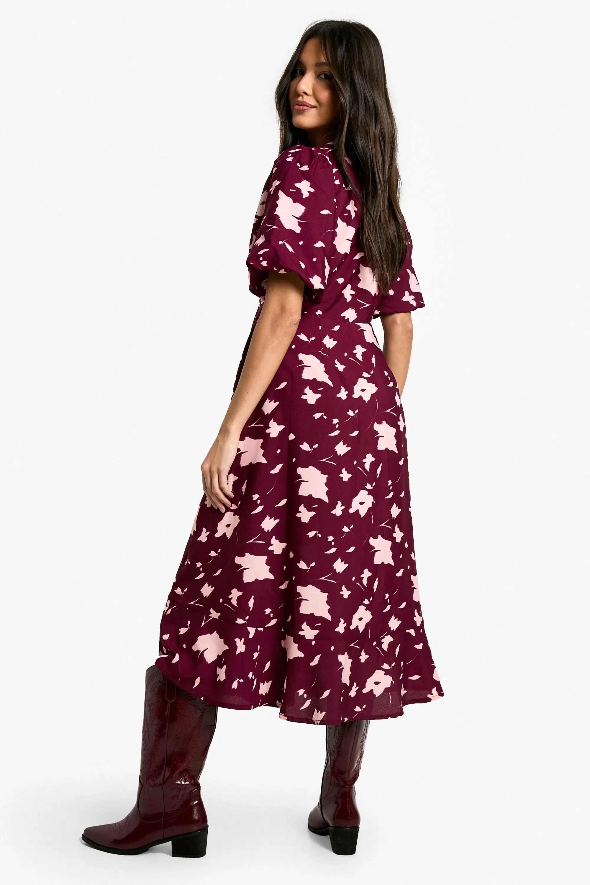 Blur Floral Print Midaxi Dress