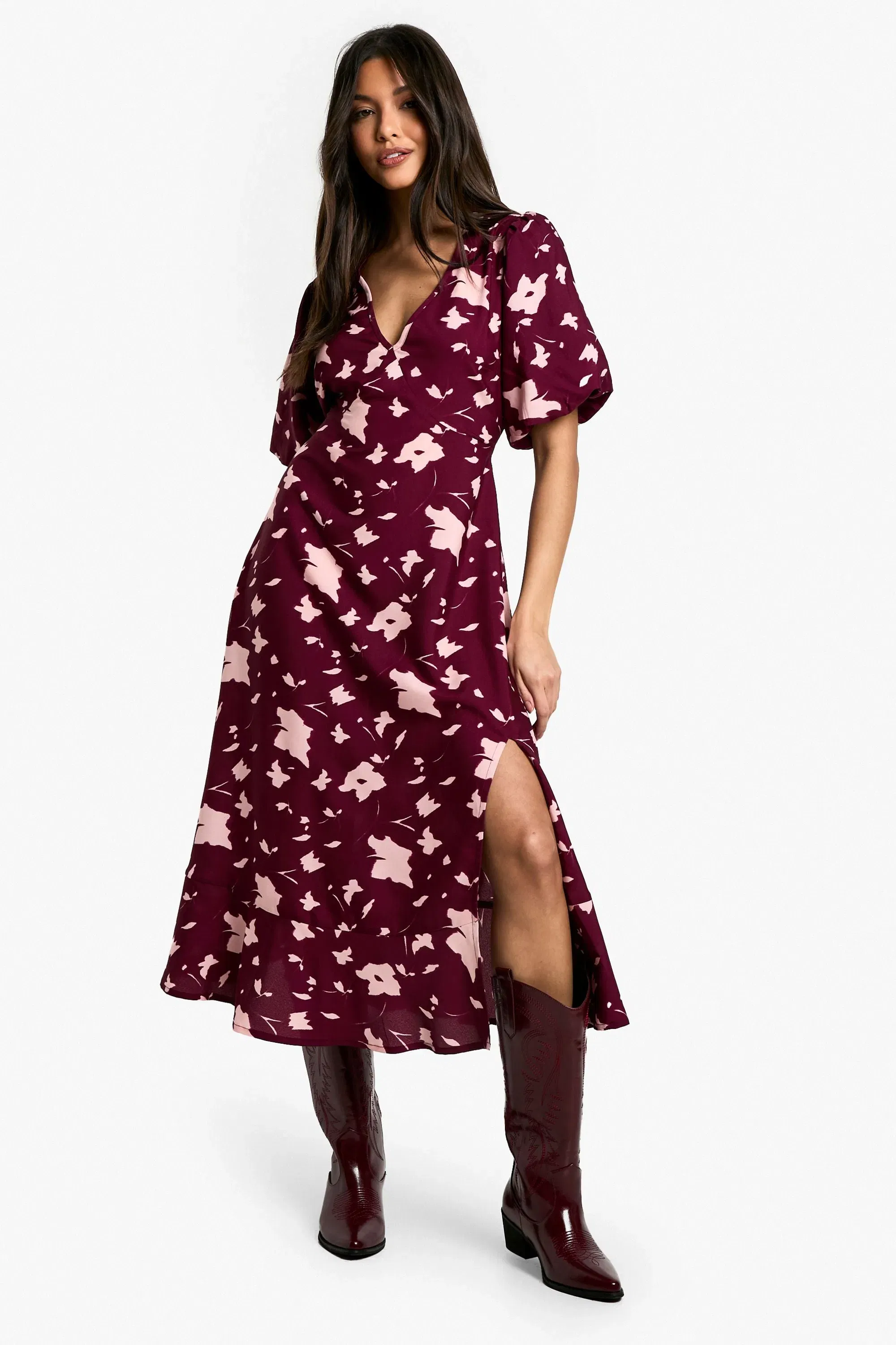 Blur Floral Print Midaxi Dress