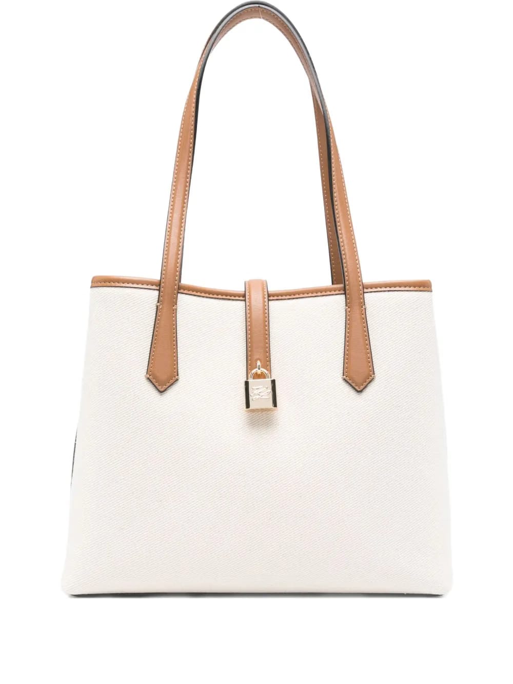 padlock leather-trimmed tote bag