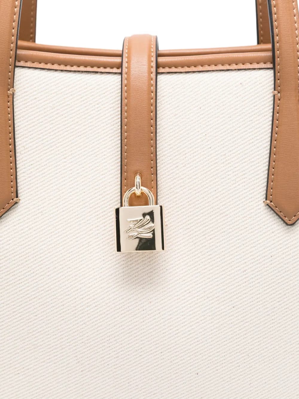 padlock leather-trimmed tote bag