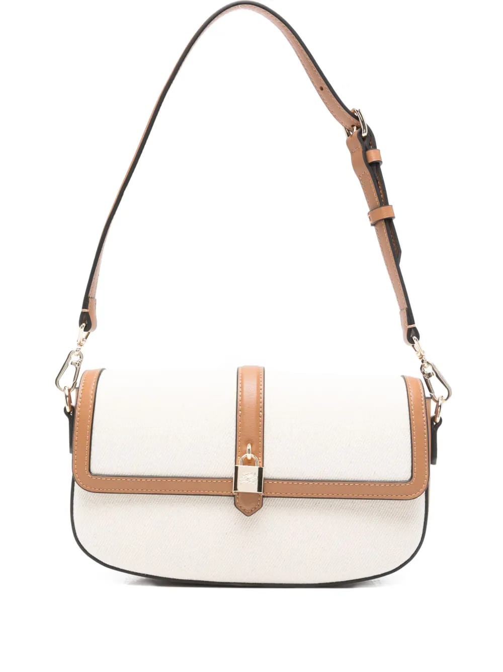 leather-trimmed canvas shoulder bag