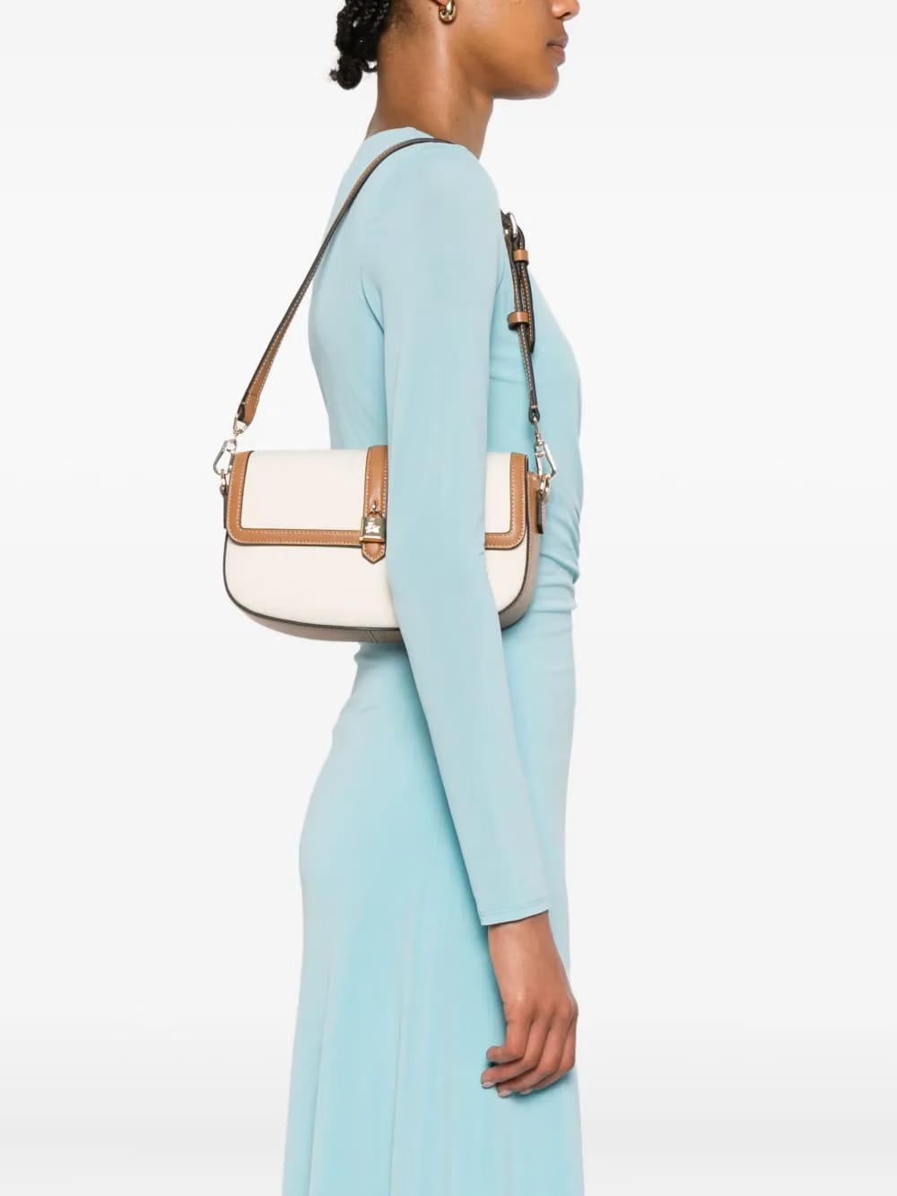 leather-trimmed canvas shoulder bag
