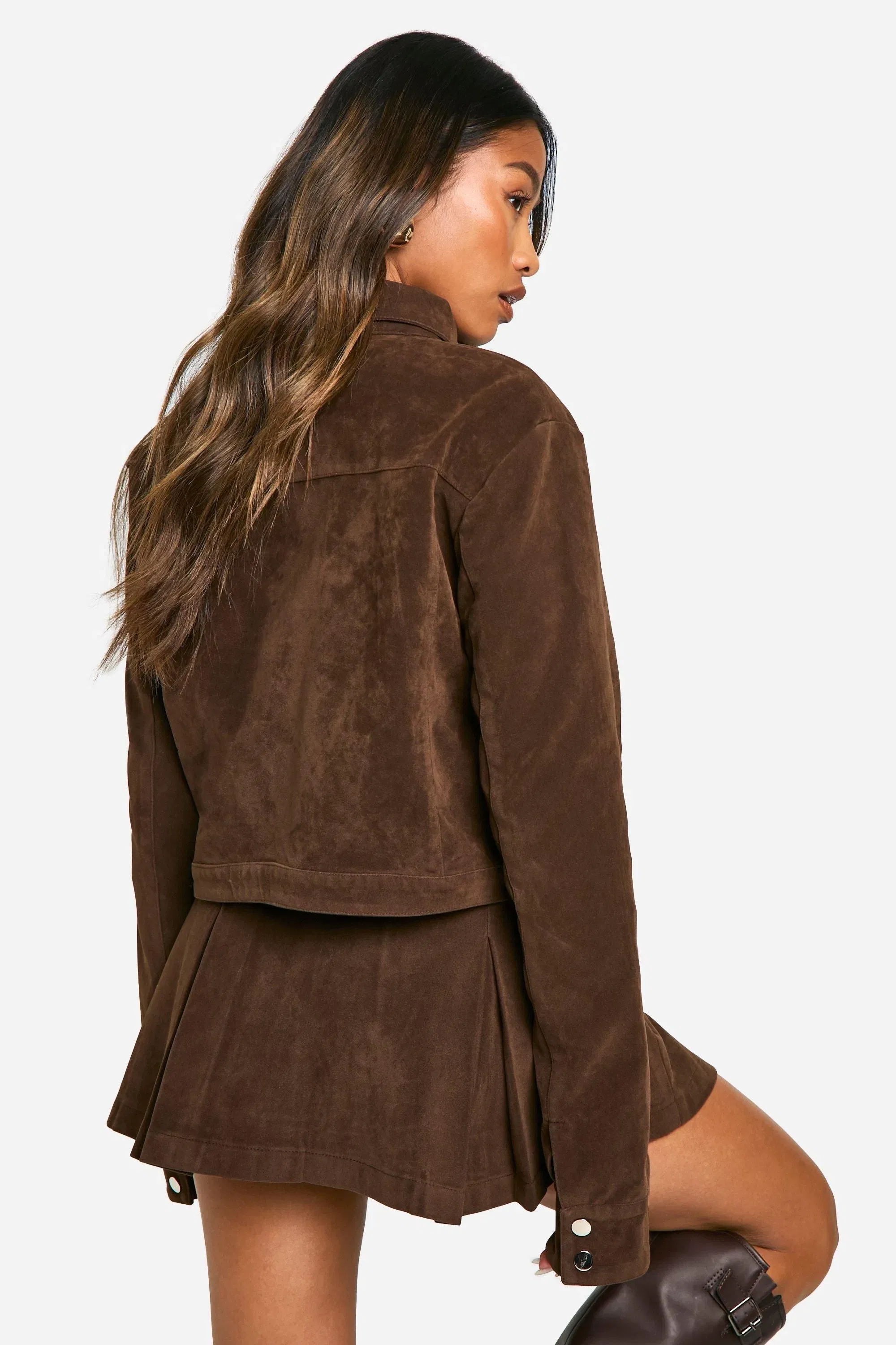 Faux Suede Mini Pleated Skirt