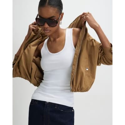 White Sleeveless Scoop Neck Vest Top