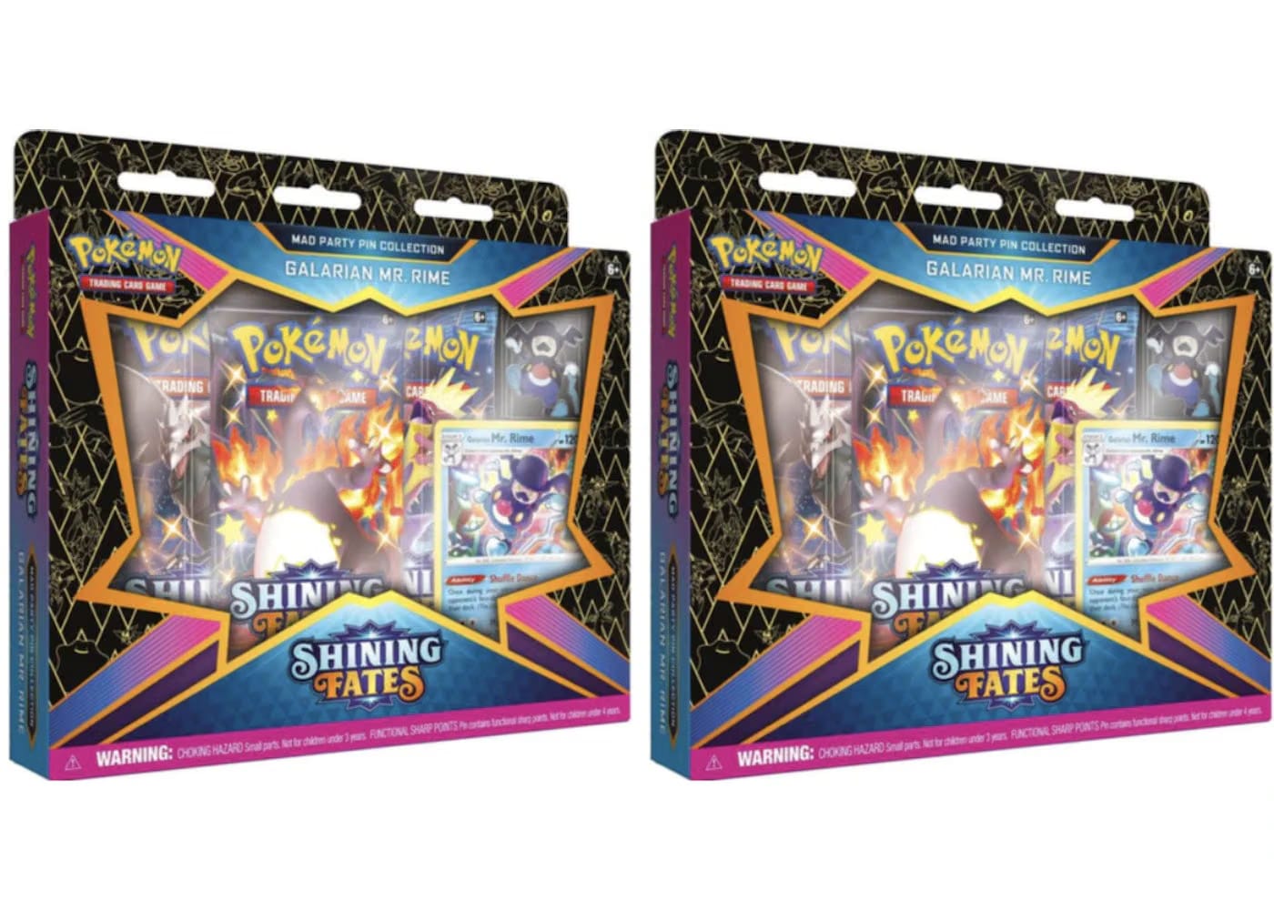 Pokemon Tcg Sword & Shield Shining Fates Mad Party Pin Collection Galarian Mr. Rime 2X Lot