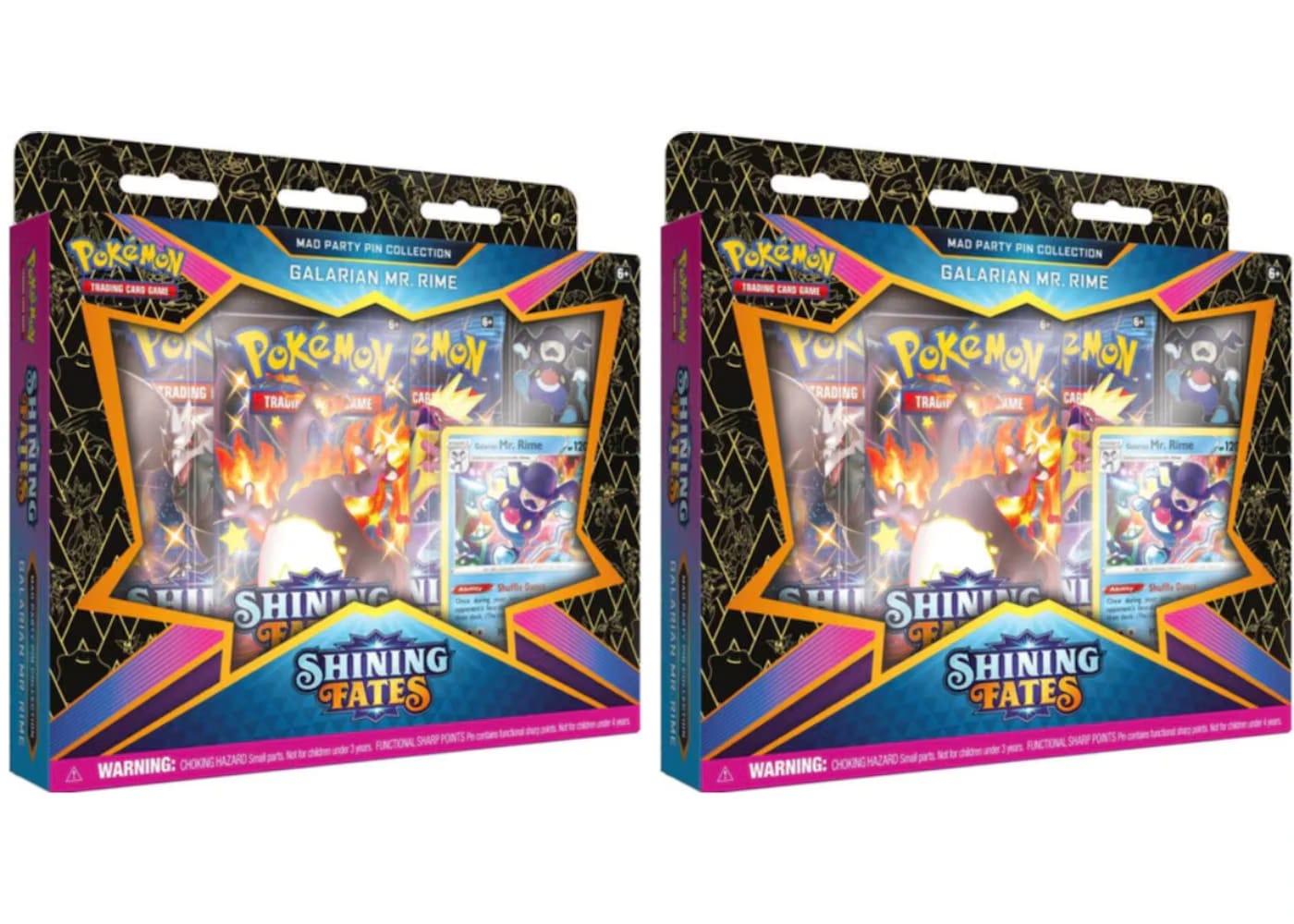 Pokemon Tcg Sword & Shield Shining Fates Mad Party Pin Collection Galarian Mr. Rime 2X Lot