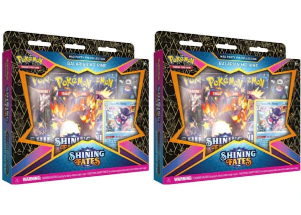 Pokemon Tcg Sword & Shield Shining Fates Mad Party Pin Collection Galarian Mr. Rime 2X Lot