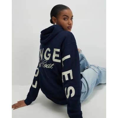 Navy Los Angeles Back Print Hoodie