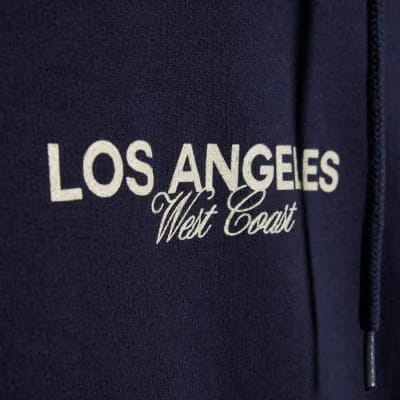 Navy Los Angeles Back Print Hoodie