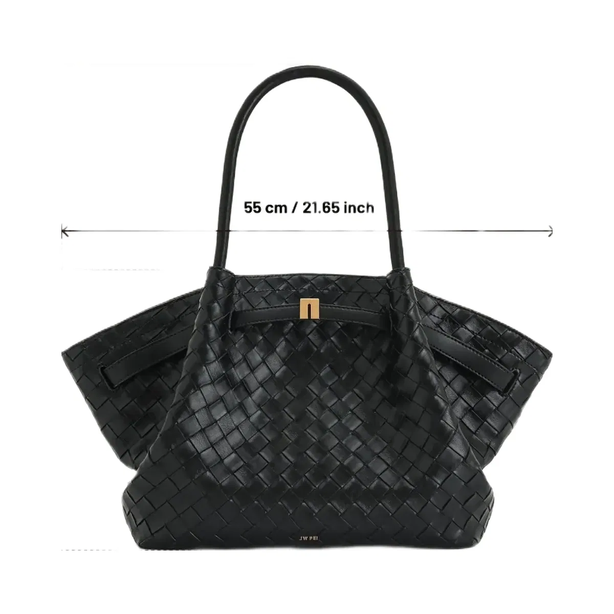 Hana Large Weave Texture Tote Bag - Black