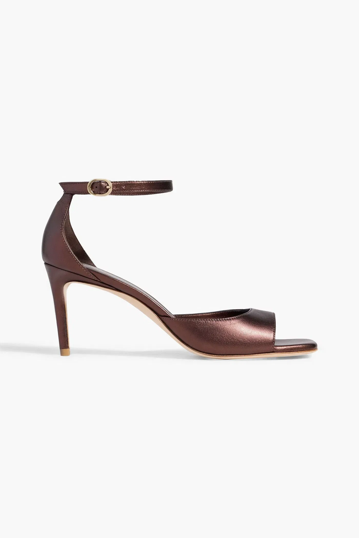 Stuart Weitzman Metallic Leather Sandals Chocolate Women's