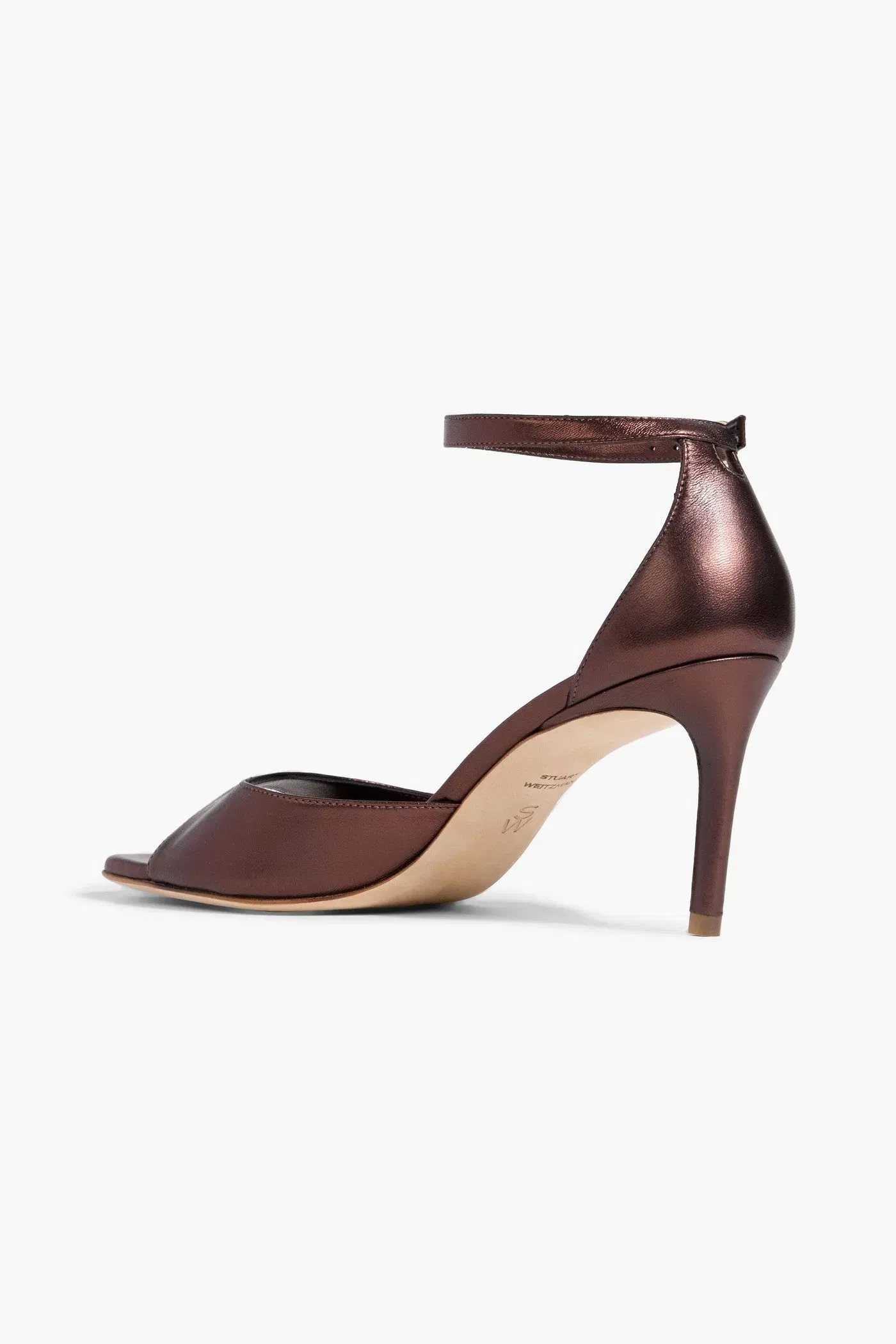 Stuart Weitzman Metallic Leather Sandals Chocolate Women's