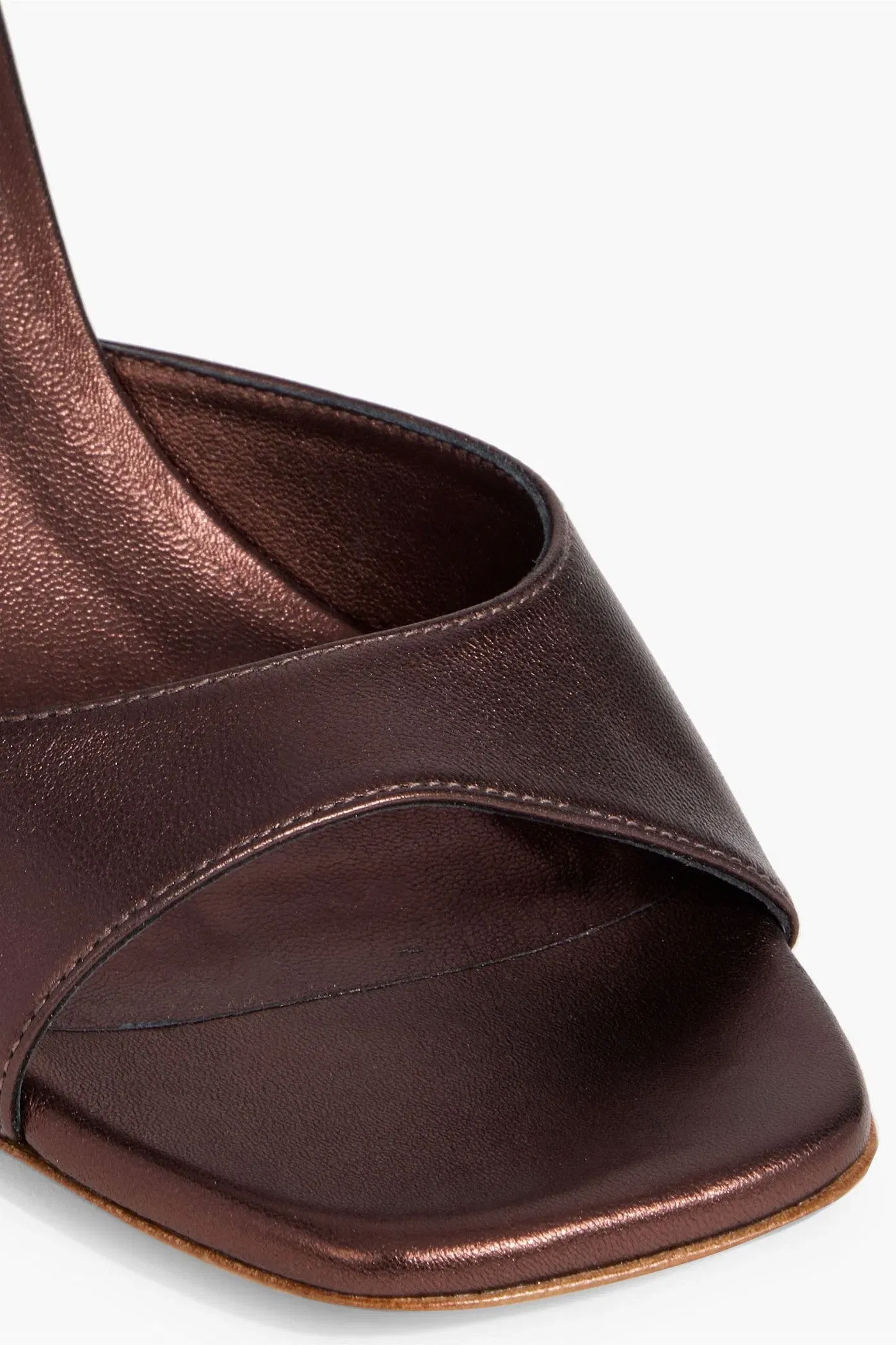 Stuart Weitzman Metallic Leather Sandals Chocolate Women's