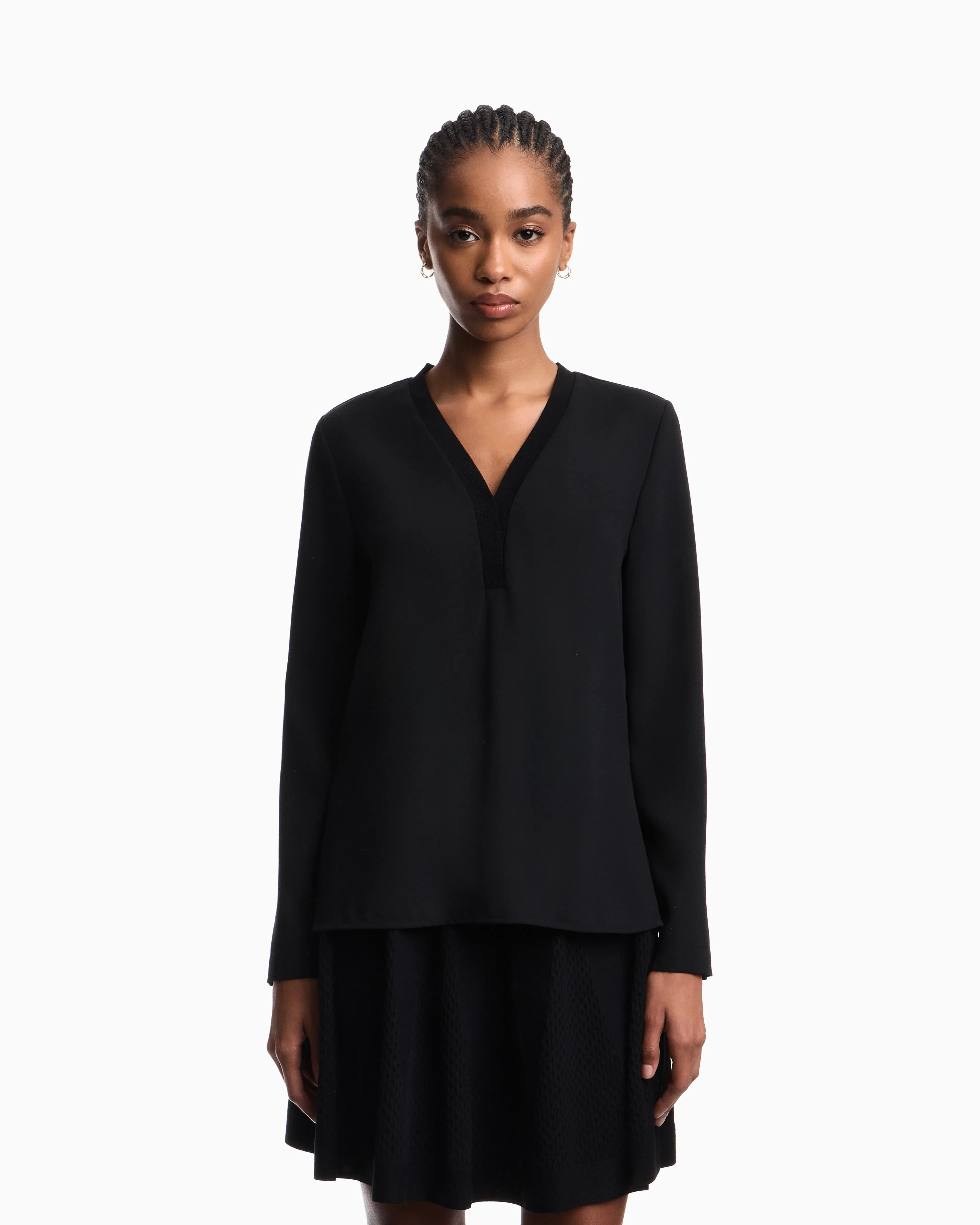 Emporio Armani Flowing crêpe V-neck blouse