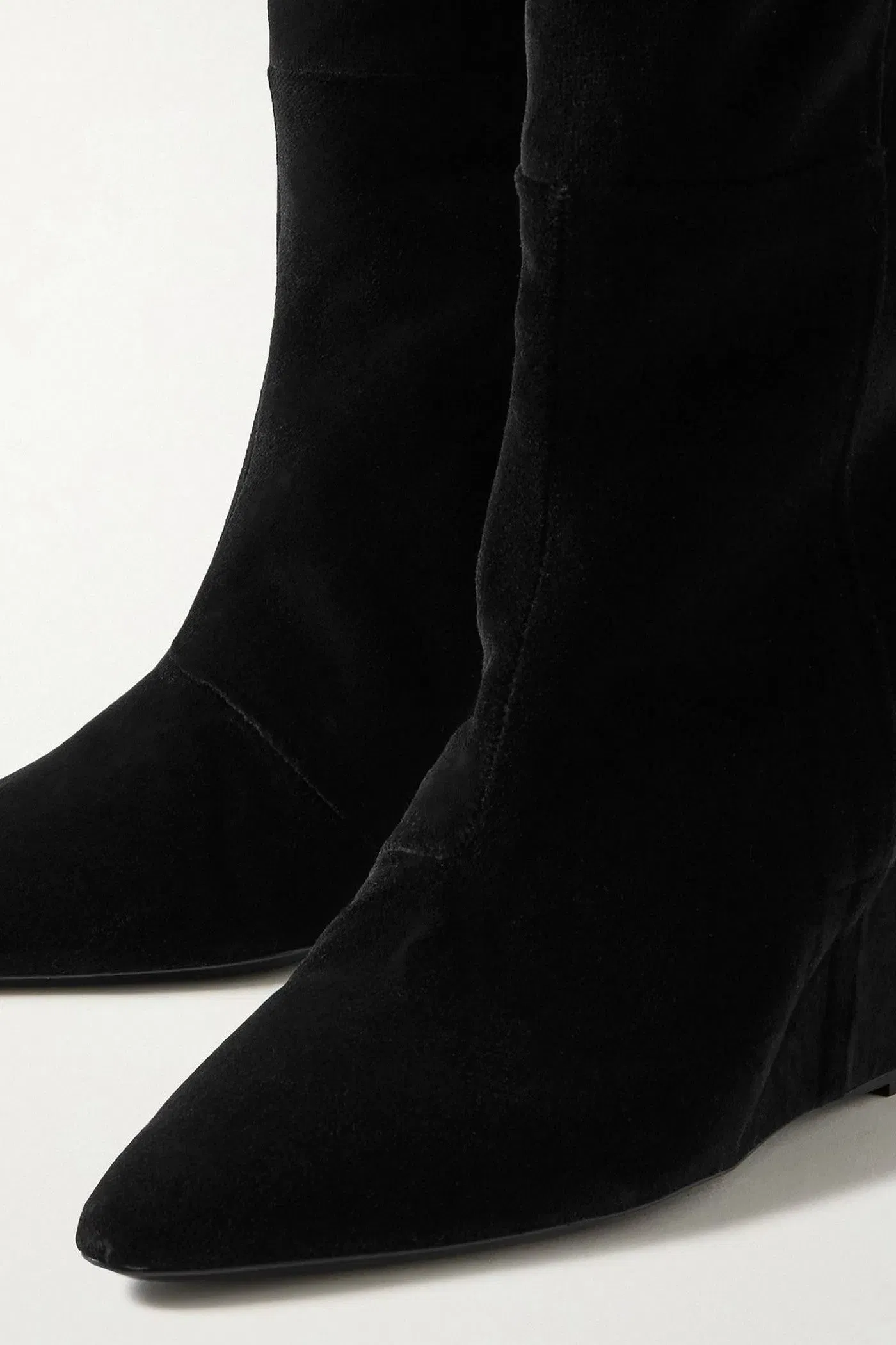 Gabriela Hearst Remedios Velvet Wedge Knee Boots Black Women's