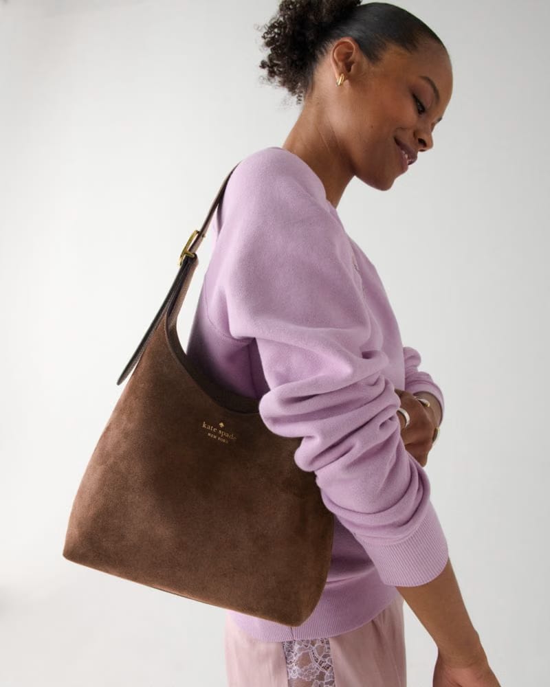 KateSpade 454 Suede Small Shoulder Bag Hot Fudge