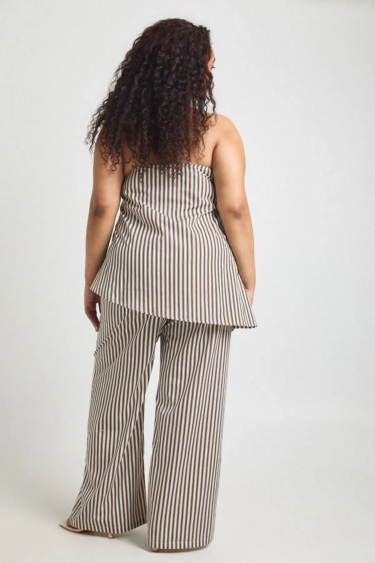 Plus Stripe Wide Leg Trouser
