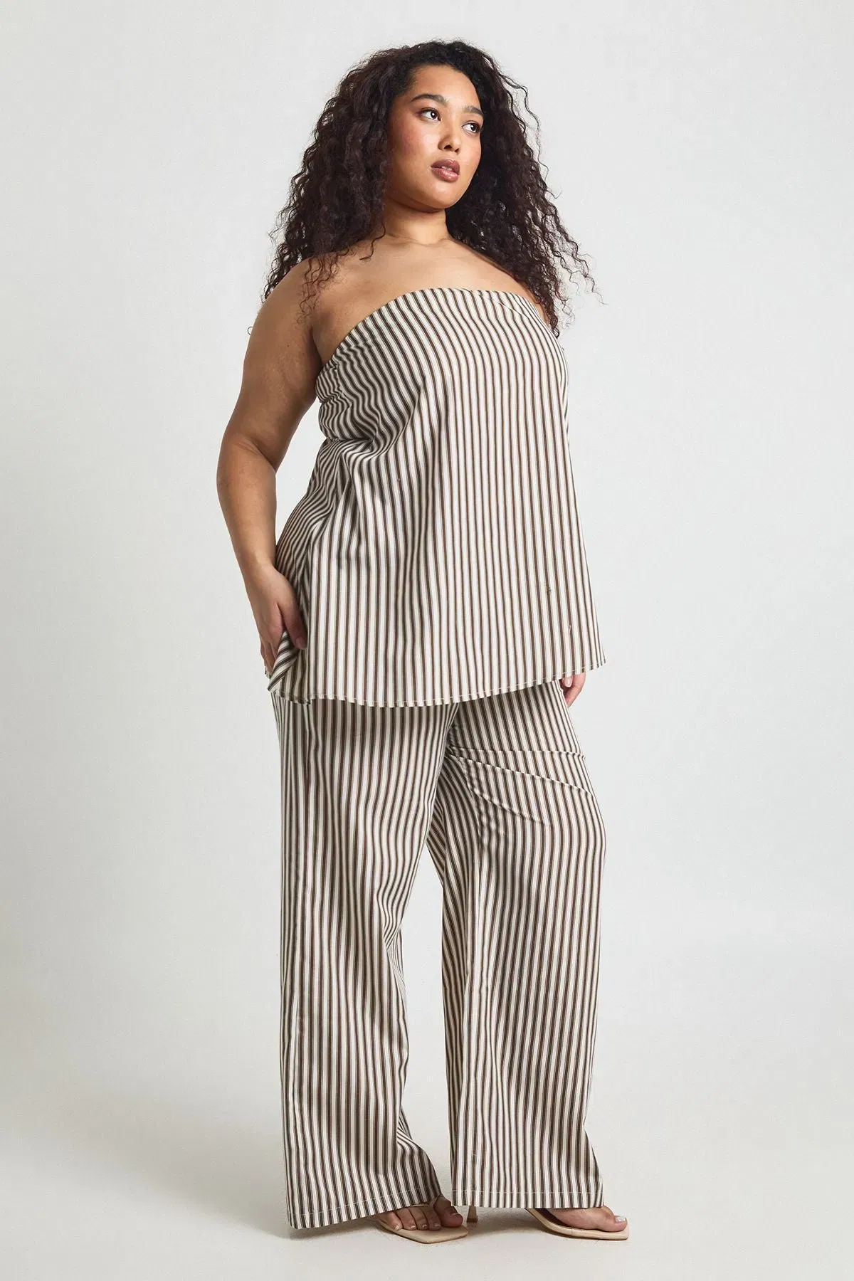 Plus Stripe Wide Leg Trouser