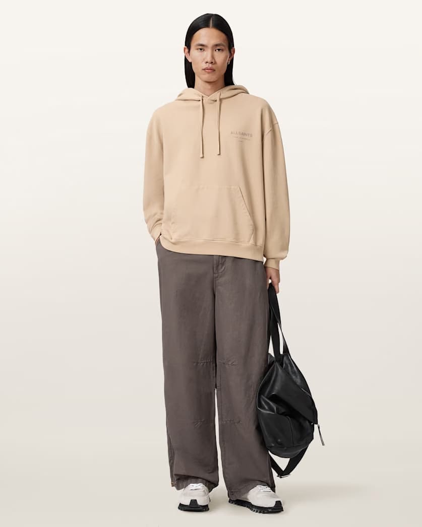 AllSaints Xander Long Sleeve Cotton Hoodie Sunset Brown