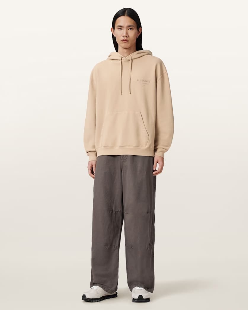 AllSaints Xander Long Sleeve Cotton Hoodie Sunset Brown
